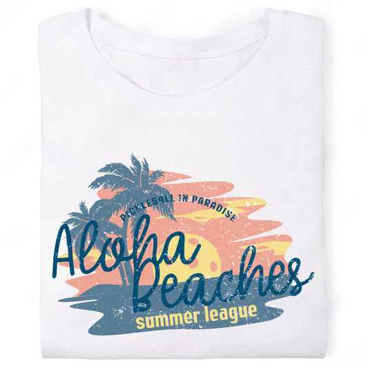 Aloha Beaches Pickleball in Paradise Summer League Palm Trees Sunset T-Shirt