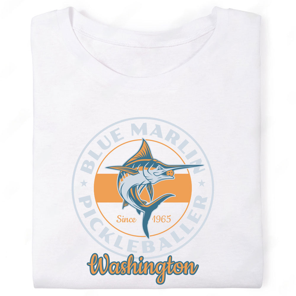 Blue Marlin Pickleballer Washington Since 1965 Pickleball Swordfish T-Shirt