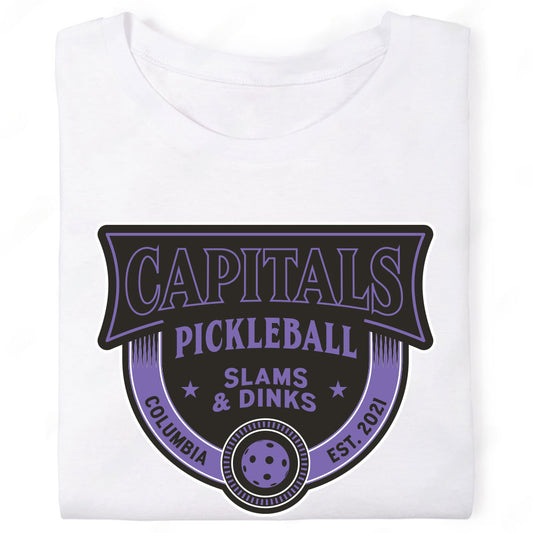 Capitals Columbia Pickleball Slams and Dinks Emblem T-Shirt