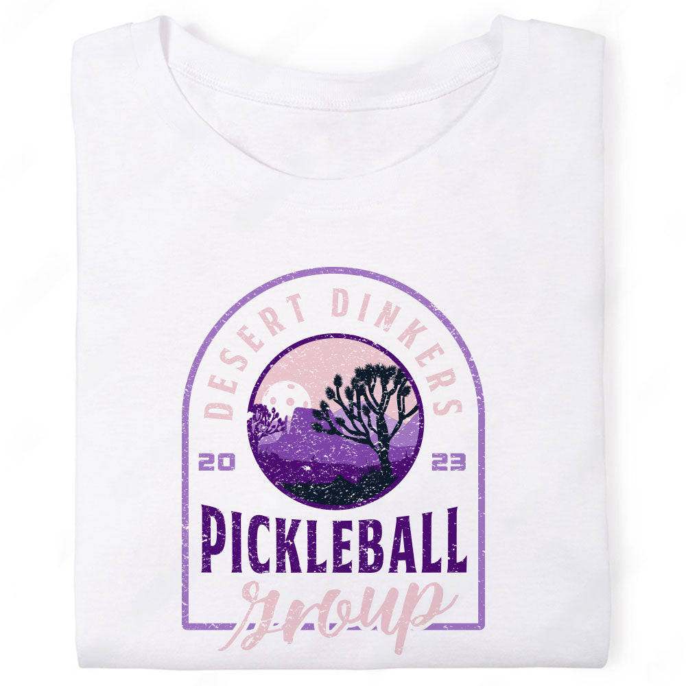 Desert Dinkers Pickleball Group Joshua Tree Purple Plateau Landscape T-Shirt