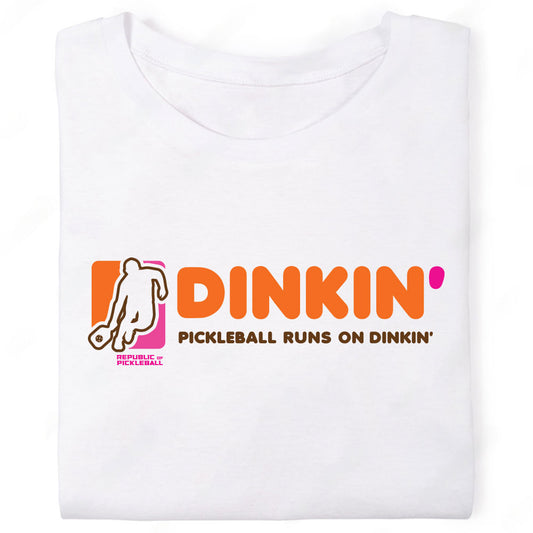 republic of pickleball shirt Dunkin Donuts Logo Parody Dinkin with Icon and Slogan white tshirt