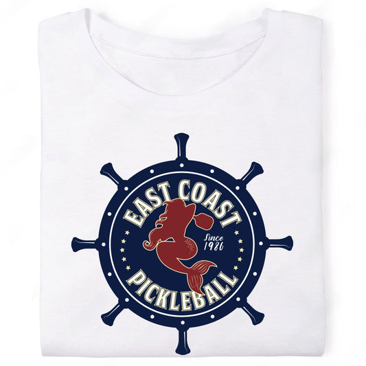 East coast Pickleball Ship Wheel Mermaid Paddle T-Shirt