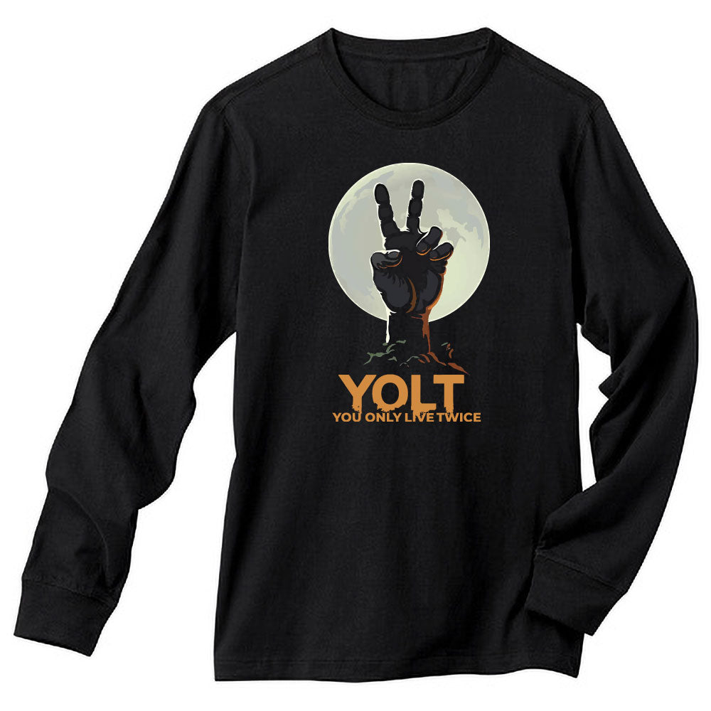 FreakNGeek YOLT You Only Live Twice Zombie Hand Halloween Long Sleeve Tshirt