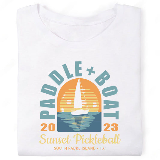 Paddle Boat Sunset Pickleball South Padre Island Texas Sailboat T-Shirt