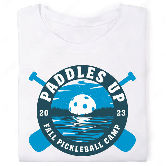 Paddles Up Fall Pickleball Camp Lake Night Moon T-Shirt