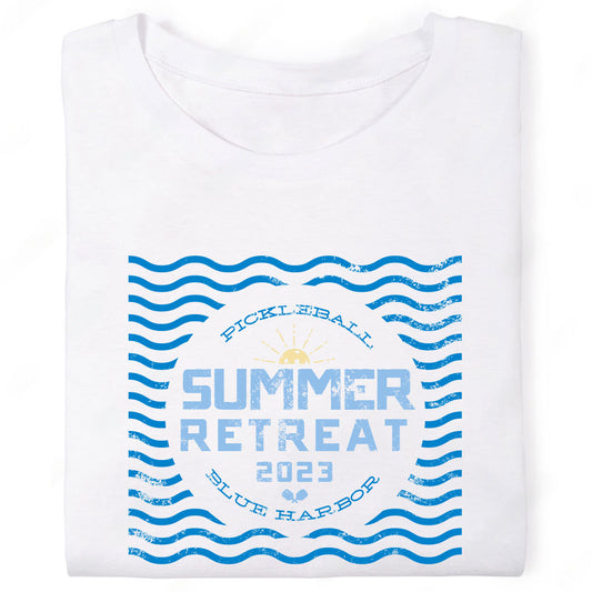 Pickleball Summer Retreat Blue Harbor Waves T-Shirt