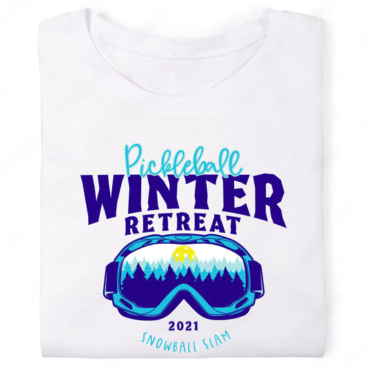 Pickleball Winter Retreat Snowball Slam Ski Snowboard Goggles T-Shirt