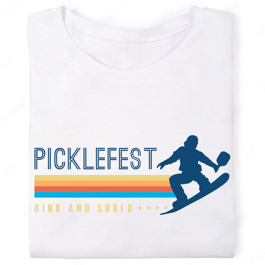Picklefest Dink and Shred Pickleball Snowboard T-Shirt