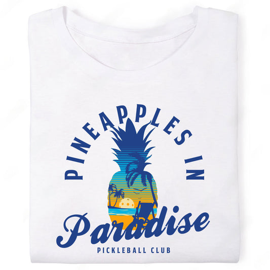 Pineapples in Paradise Pickleball club Beach Chair Palm Trees Sunset T-Shirt