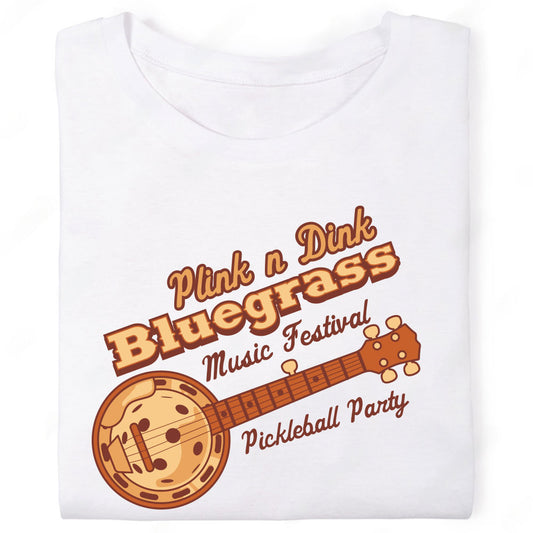 Plink Dink Bluegrass Music Festival Pickleball Party Banjo T-Shirt