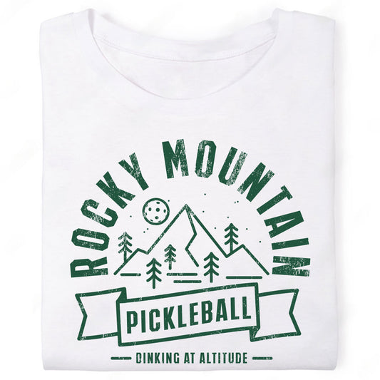 Rocky Mountain Pickleball Dinking at Altitude Pickleball Graphic T-Shirt