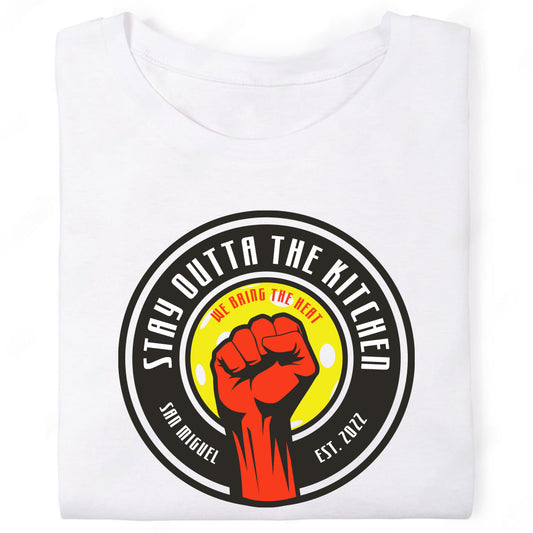 Stay Outta the Kitchen We Bring the Heat San Miguel Power Fist T-Shirt