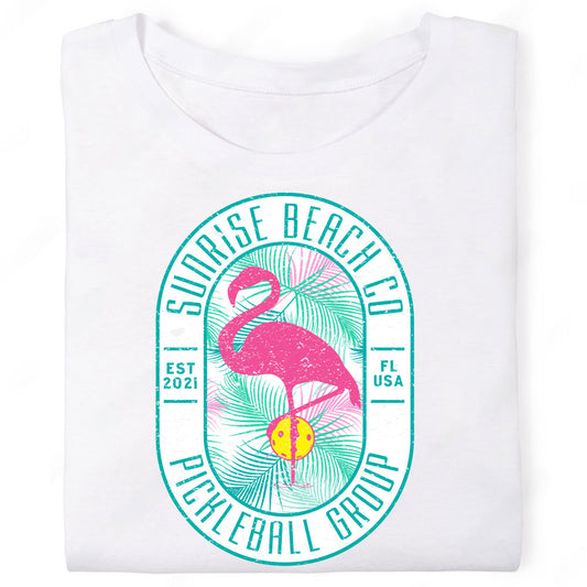 Sunrise Beach Pickleball Group Florida Tropical Flamingo Palms T-Shirt