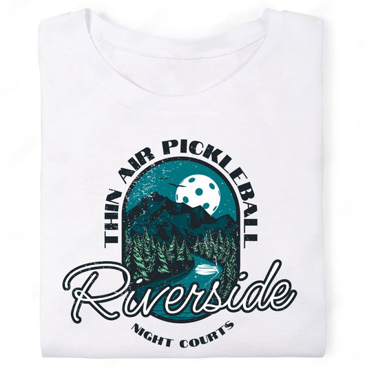 Riverside Thin Air Pickleball Night Courts Mountain Pines T-Shirt