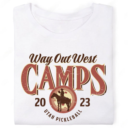 Way Out West Camps Utah Pickleball Cowboy Horse T-Shirt