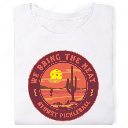 We Bring the Heat STHWST Southwest Pickleball Cactus Plateau Landscape T-Shirt