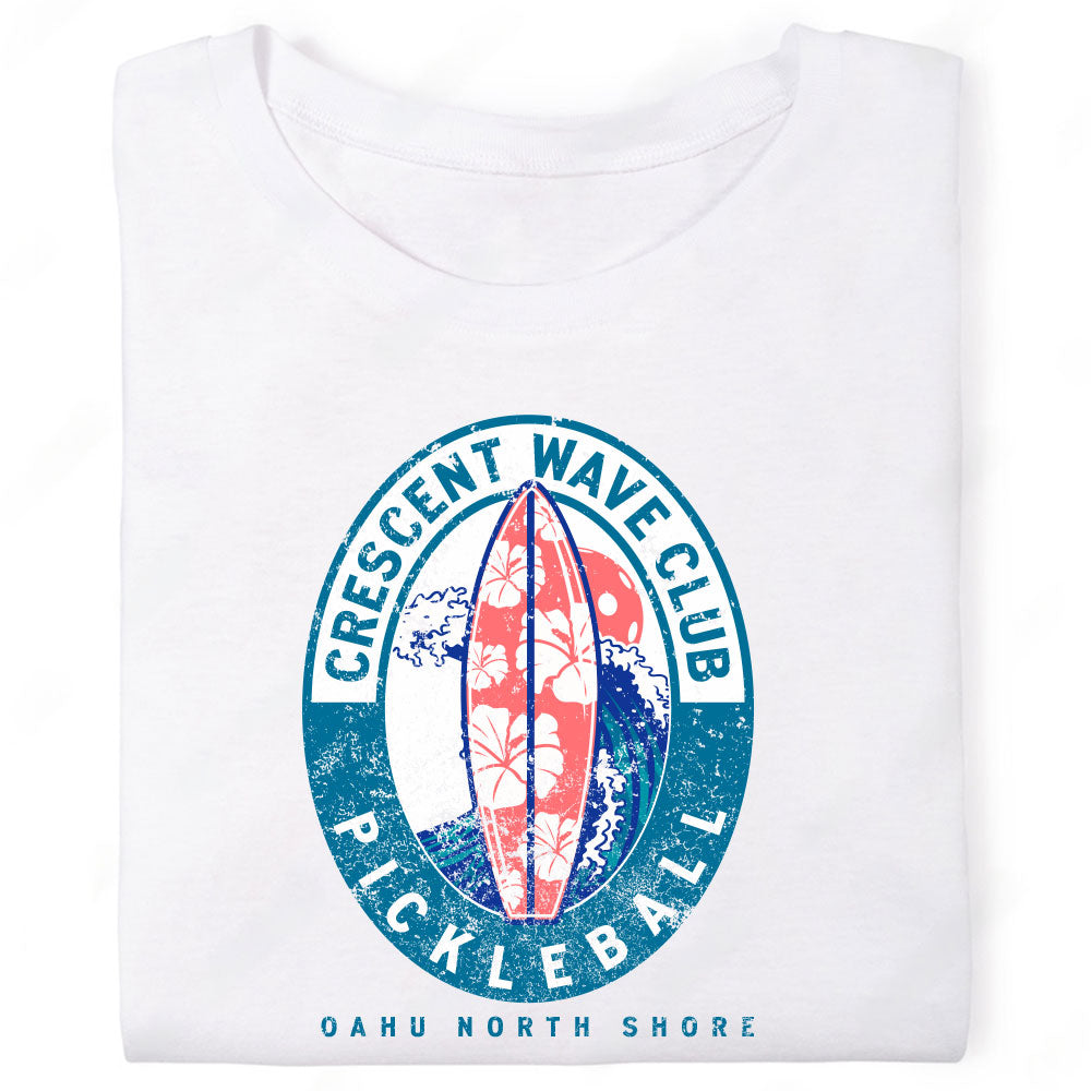 Crescent Wave Club Pickleball Oahu North Shore Surfboard Wave T-Shirt