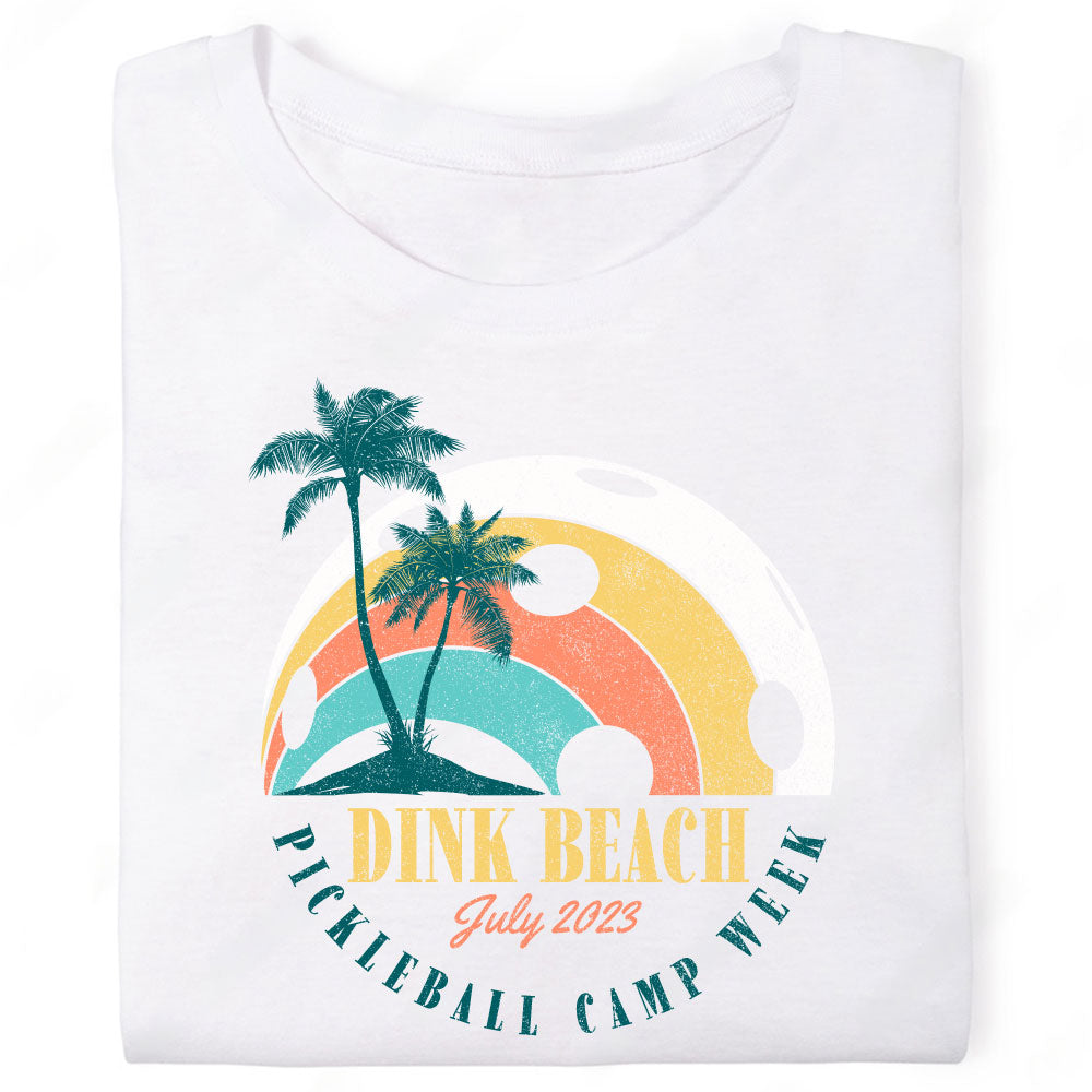 Dink Beach Pickleball Camp Week Palm Trees Graphic T-Shirt