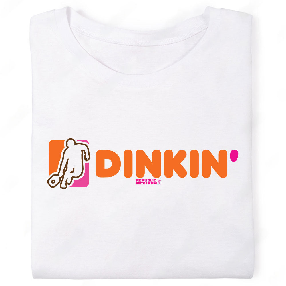 republic of pickleball shirt Dunkin Donuts Logo Parody Dinkin with Icon white tshirt