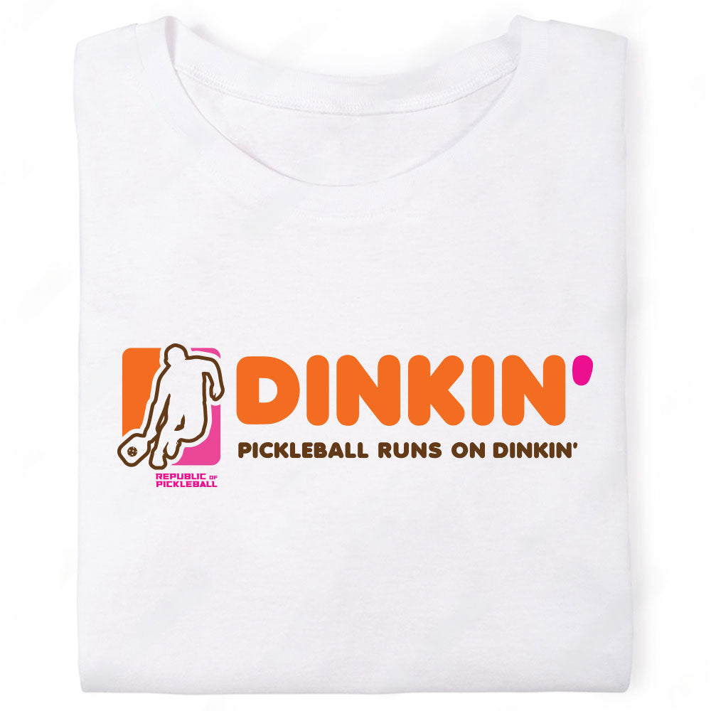 republic of pickleball shirt Dunkin Donuts Logo Parody Dinkin with Icon and Slogan white tshirt