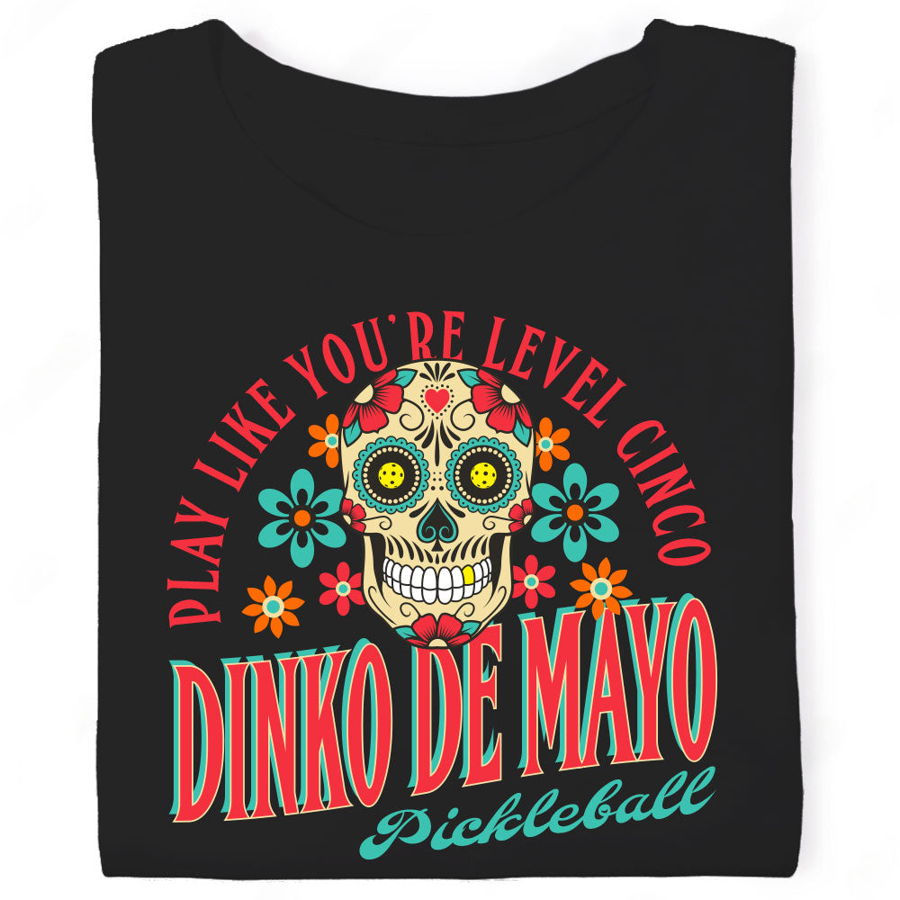 republic of pickleball shirt dinko de mayo cinco de mayo sugar skull black tshirt