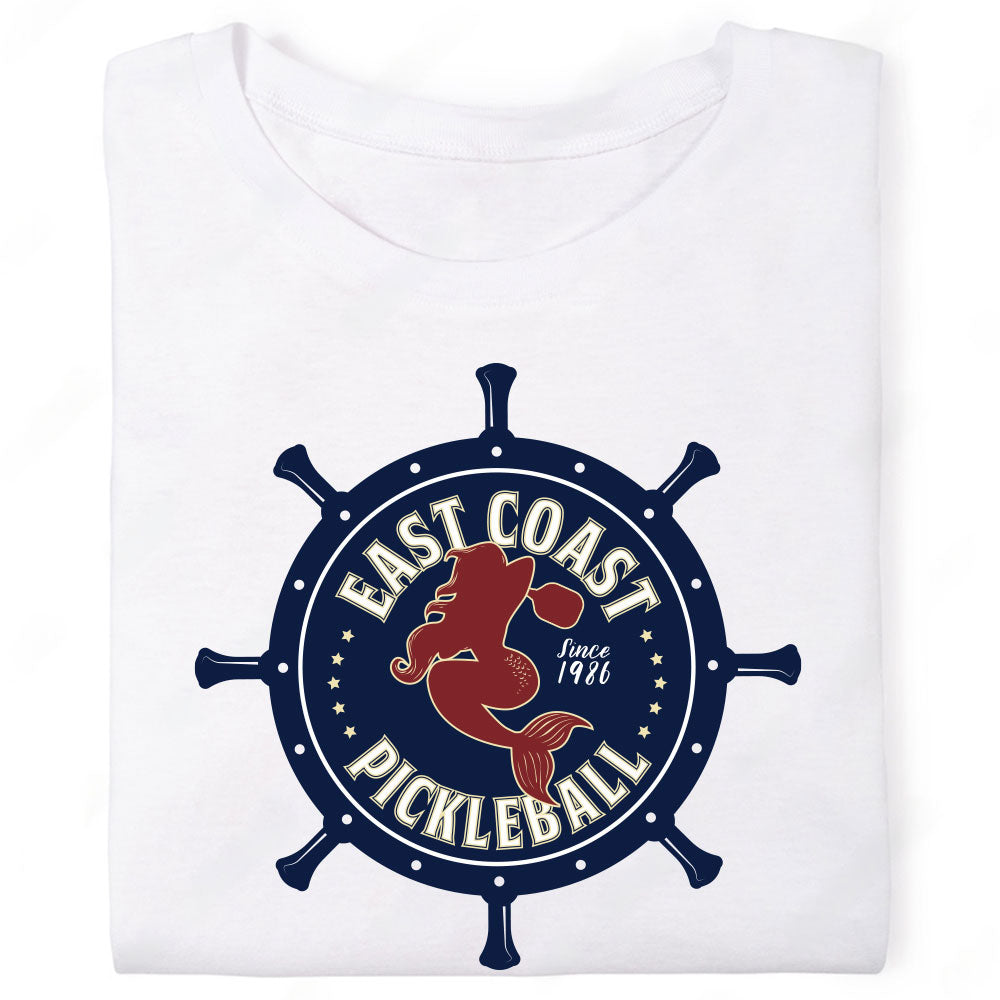 East coast Pickleball Ship Wheel Mermaid Paddle T-Shirt