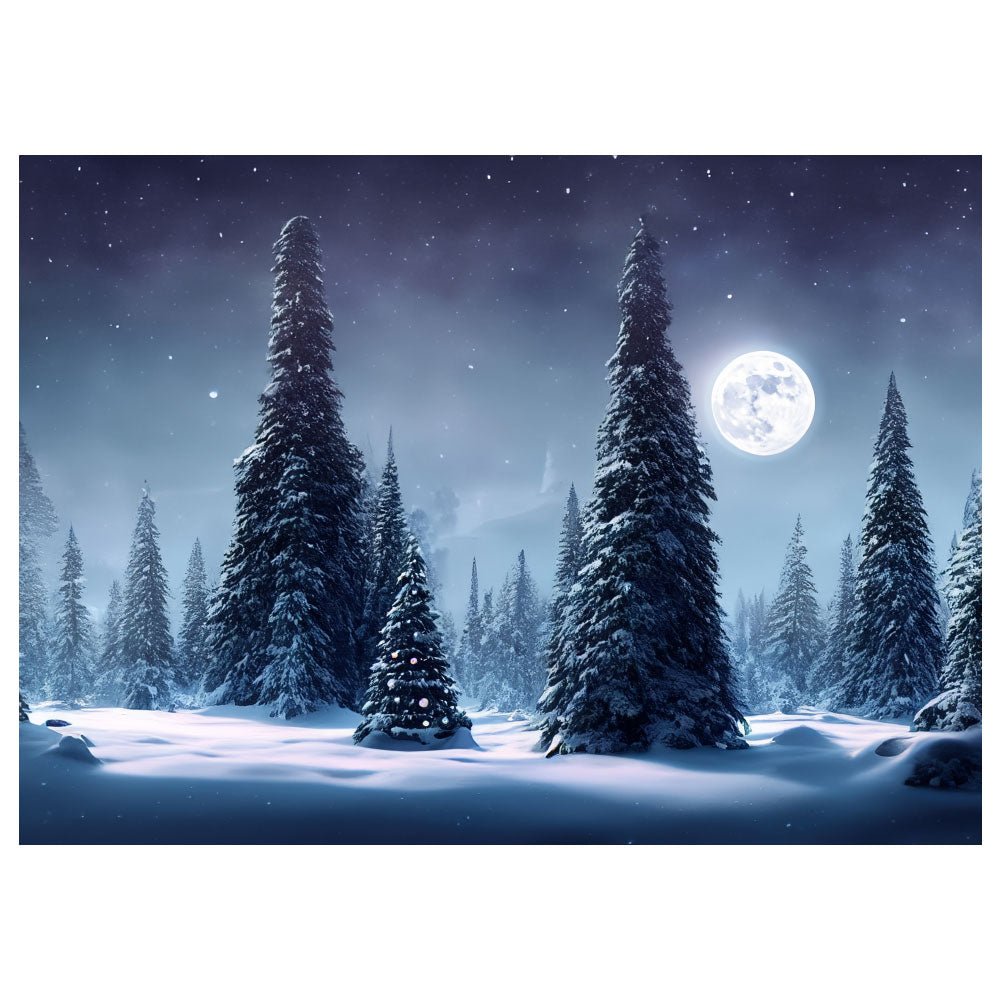 Christmas Tree Wilderness - Misty Moon - Canvas Print