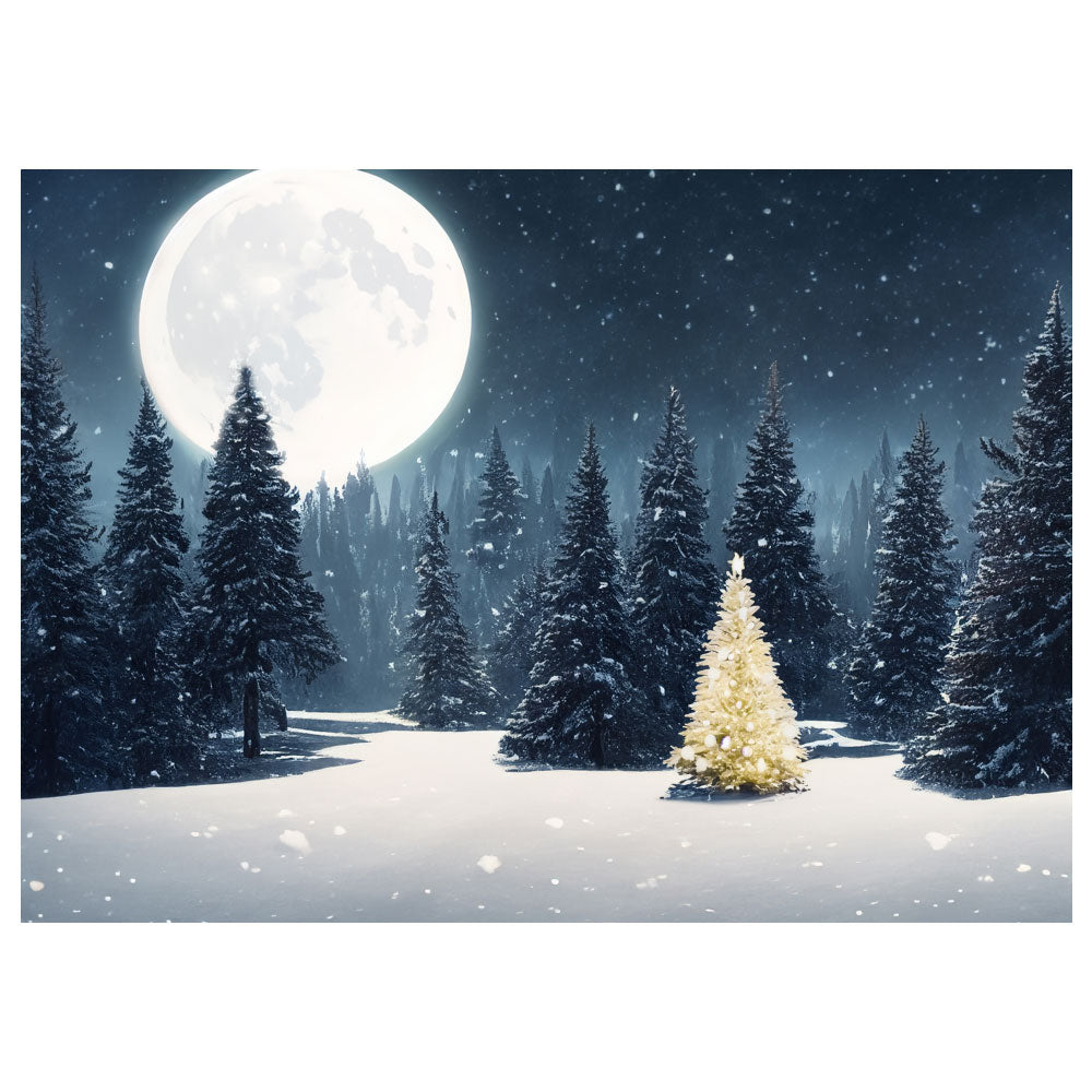 Christmas Tree Wilderness - Moonlit Gold - Canvas Print